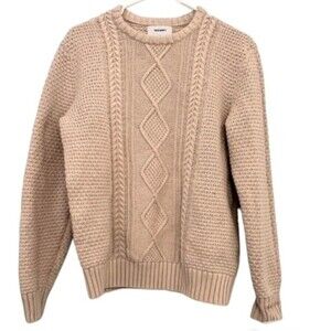 Knitted Cardigan Sweater beige cabincore fishermancore women & men Size M.